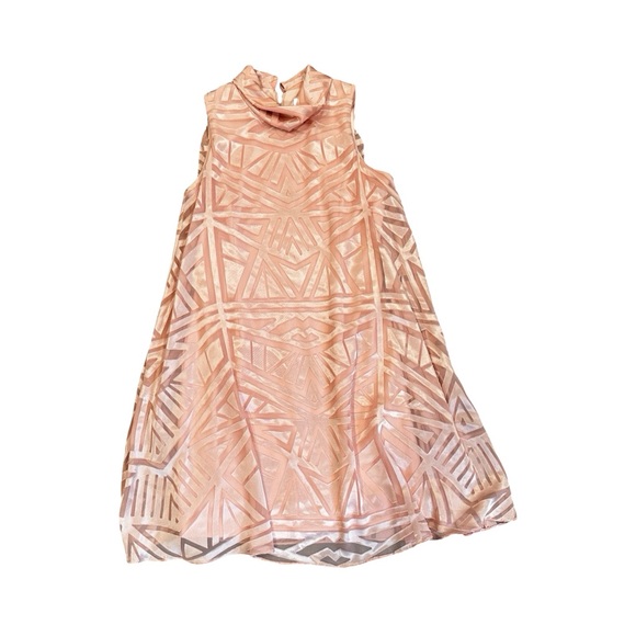 Vince Camuto Womens Pink Mock Neck Burnout Trapeze Cocktail Dress Size 10 - Picture 2 of 9